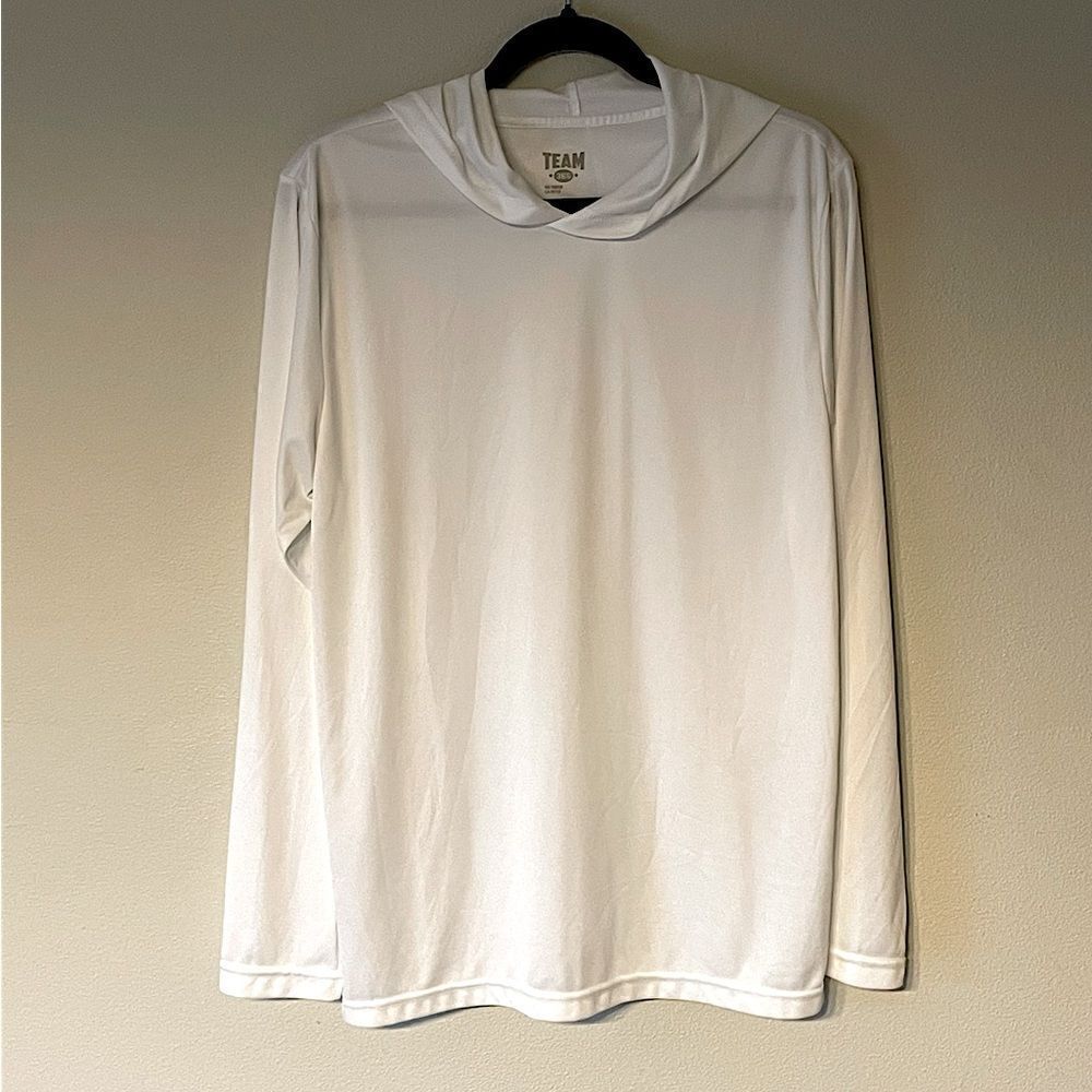 Team 365 Super Soft, Thin, White Long-Sleeve Hoodie. Size Medium.